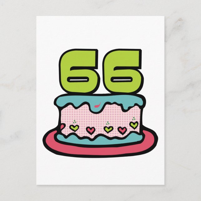 Postal Pastel de cumpleaños de 66 años (Anverso)