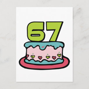Postal Pastel de cumpleaños de 67 años