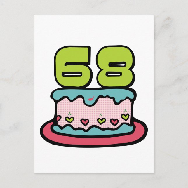 Postal Pastel de cumpleaños de 68 años (Anverso)