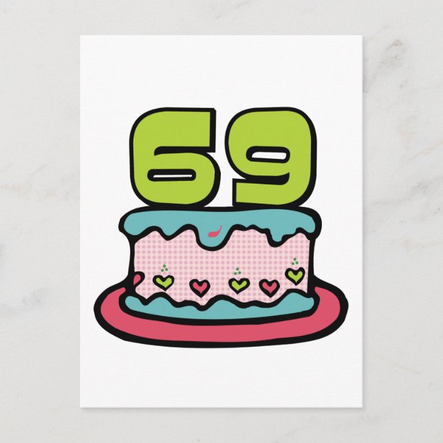 Postal Pastel de cumpleaños de 69 años (Anverso)