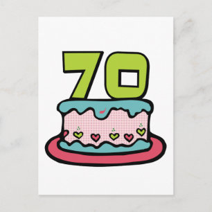 Postal Pastel de cumpleaños de 70 años