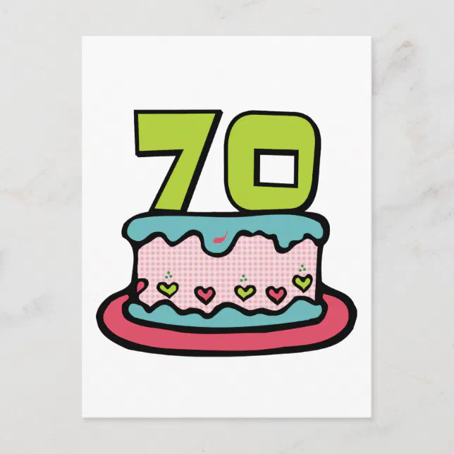 Postal Pastel de cumpleaños de 70 años 