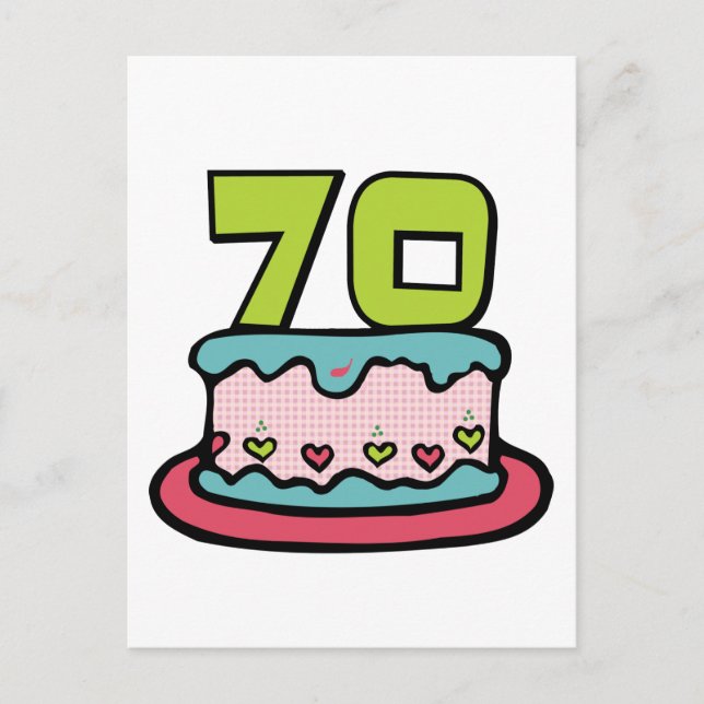Postal Pastel de cumpleaños de 70 años (Anverso)