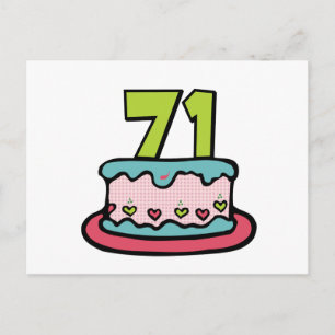 Postal Pastel de cumpleaños de 71 años