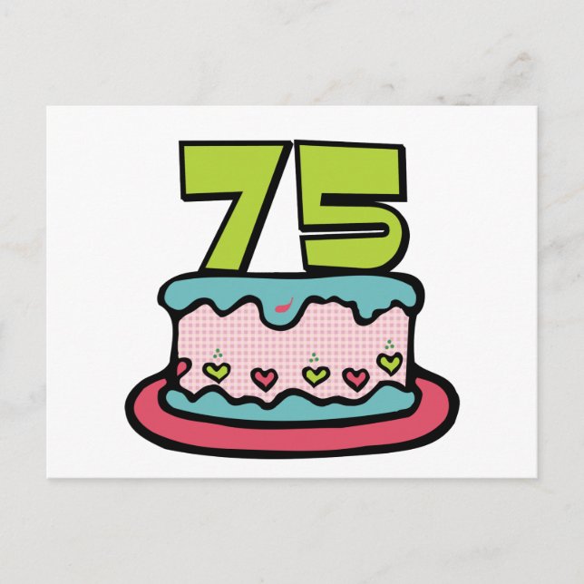 Postal Pastel de cumpleaños de 75 años (Anverso)