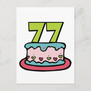 Postal Pastel de cumpleaños de 77 años