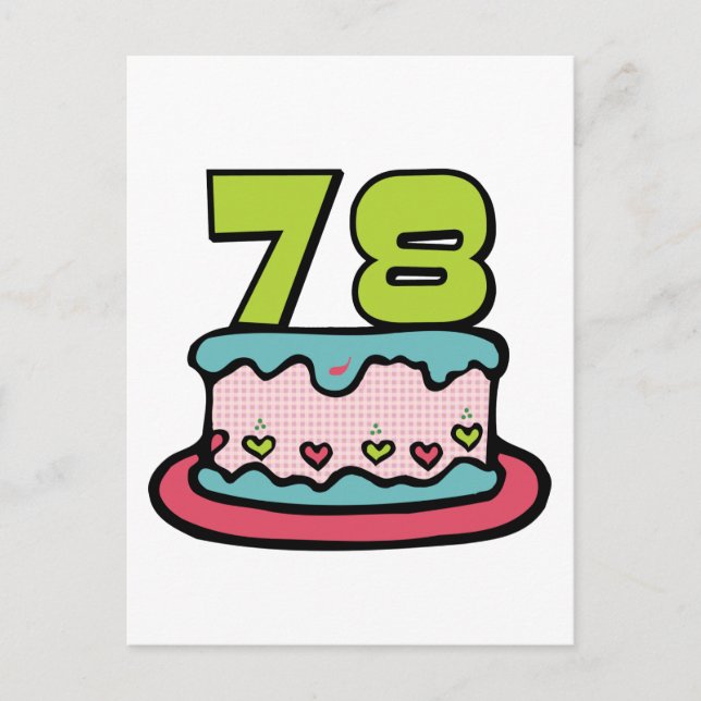 Postal Pastel de cumpleaños de 78 años (Anverso)