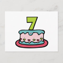 Postal Pastel de cumpleaños de 7 años