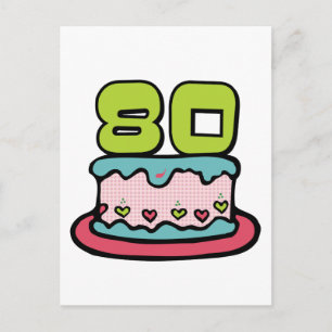 Postal Pastel de cumpleaños de 80 años