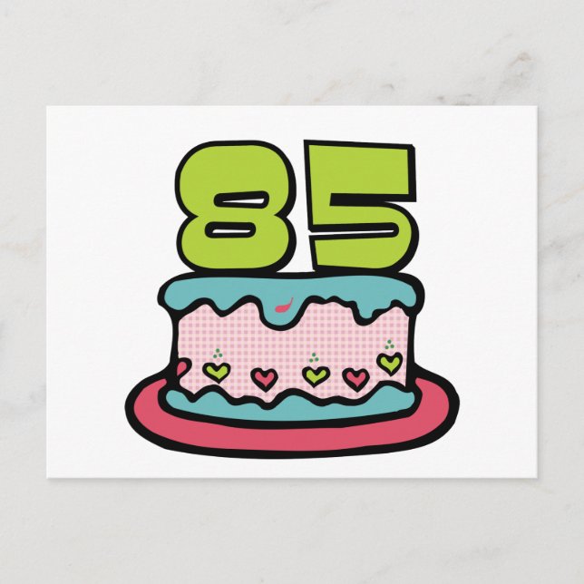 Postal Pastel de cumpleaños de 85 años (Anverso)