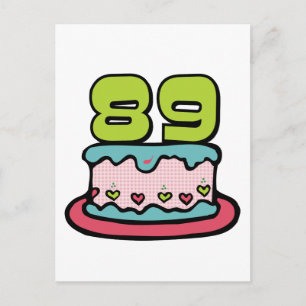 Postal Pastel de cumpleaños de 89 años