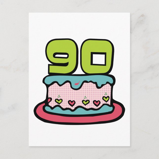 Postal Pastel de cumpleaños de 90 años (Anverso)