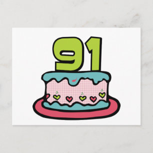 Postal Pastel de cumpleaños de 91 años