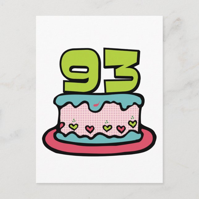 Postal Pastel de cumpleaños de 93 años (Anverso)