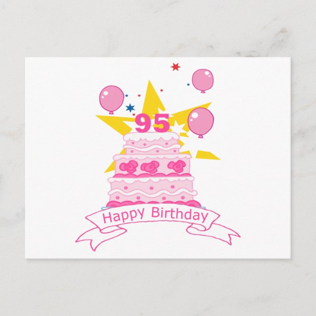 Postal Pastel de cumpleaños de 95 años (Anverso)