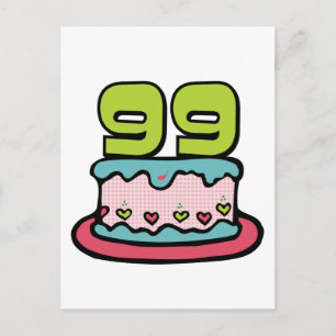 Postal Pastel de cumpleaños de 99 años