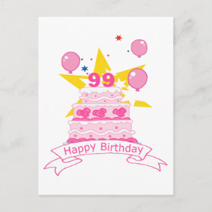 Postal Pastel de cumpleaños de 99 años