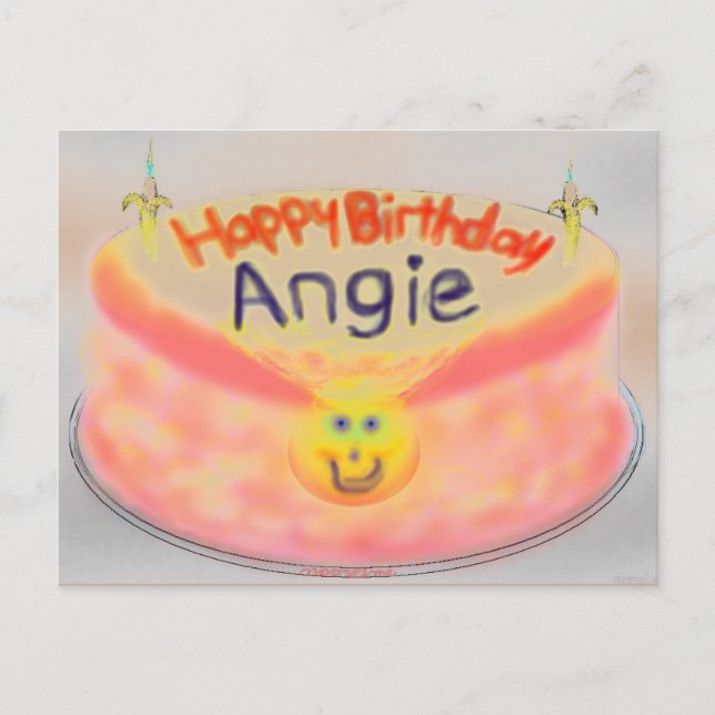 Postal Pastel de cumpleaños de Angie en 2014 (Anverso)
