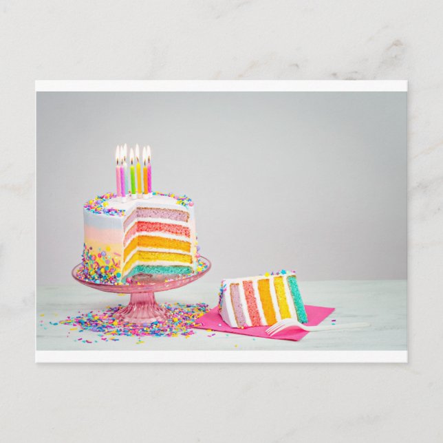 Postal pastel de cumpleaños de arco iris (Anverso)