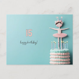 Postal Pastel de cumpleaños de Ballerina Rosa