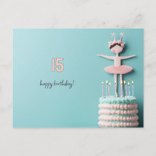 Postal Pastel de cumpleaños de Ballerina Rosa