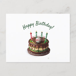 Postal Pastel de cumpleaños de béisbol