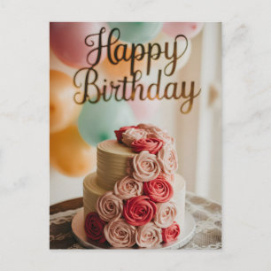 Postal Pastel de cumpleaños de dos pisos con crema de man