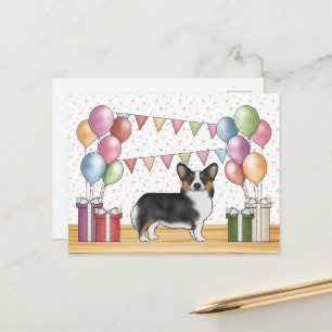 Postal Pastel de Cumpleaños de Perro Corgi Pembroke Trico