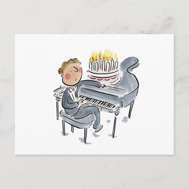Postal Pastel de cumpleaños de piano (Anverso)