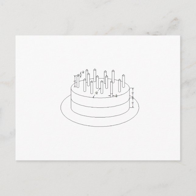 Postal Pastel de cumpleaños - Estilo arquitectónico diseñ (Anverso)