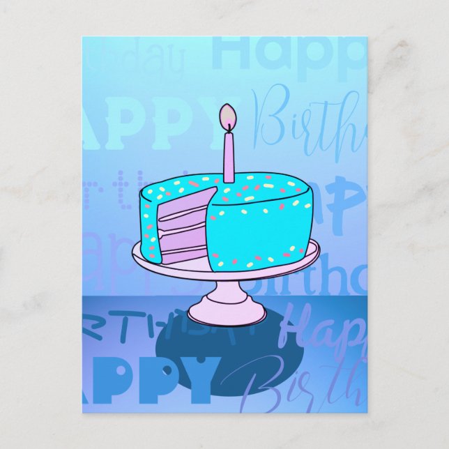 Postal Pastel de cumpleaños feliz (Anverso)