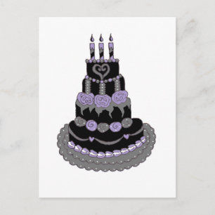 Postal Pastel de cumpleaños gótico púrpura