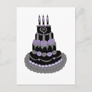 Postal Pastel de cumpleaños gótico púrpura