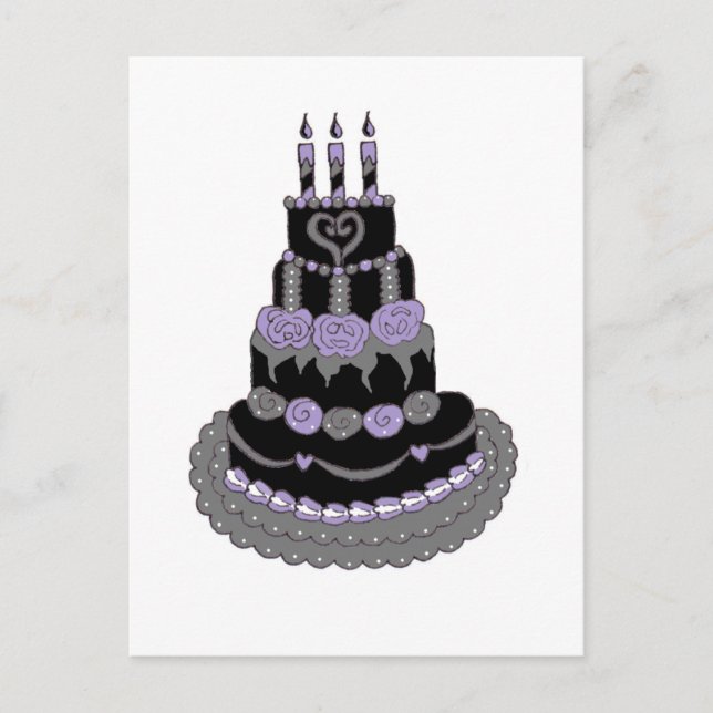 Postal Pastel de cumpleaños gótico púrpura (Anverso)