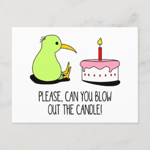 Postal Pastel de cumpleaños Kiwi para Nueva Zelanda
