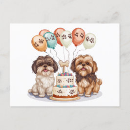 Postal Pastel de Cumpleaños para Perros Shih Tzu