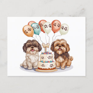 Postal Pastel de Cumpleaños para Perros Shih Tzu