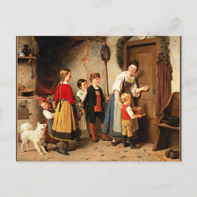 Postal Pastel de cumpleaños, pintura de época de arte fin (Anverso)