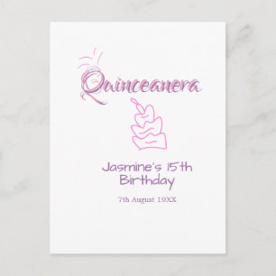 Postal pastel de cumpleaños quinceañera 15 años morado ro