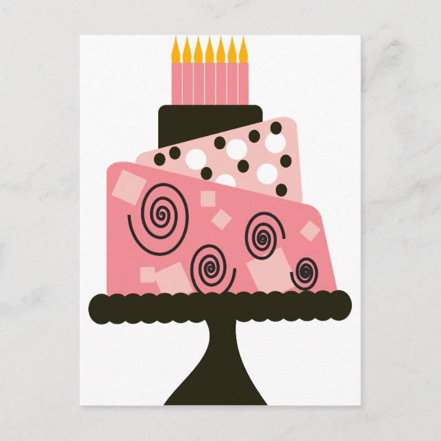 Postal Pastel de cumpleaños rosado extraño (Anverso)