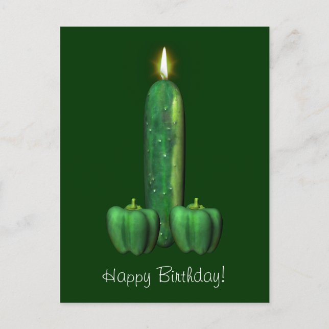 Postal Pastel de cumpleaños vegetariano (Anverso)