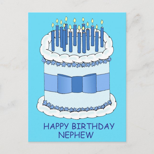 Postal Pastel de cumpleaños y velas para los sobrinos (Anverso)