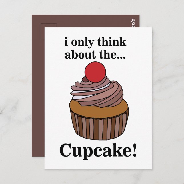 Postal Pastel De Cupakes Solo Pienso En El Pastel De Cupa (Anverso / Reverso)