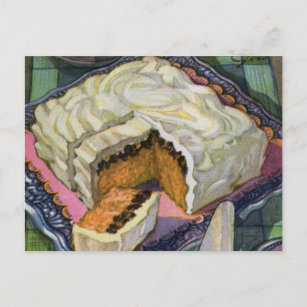 Postal Pastel de especias de torta de Kitsch retro vintag