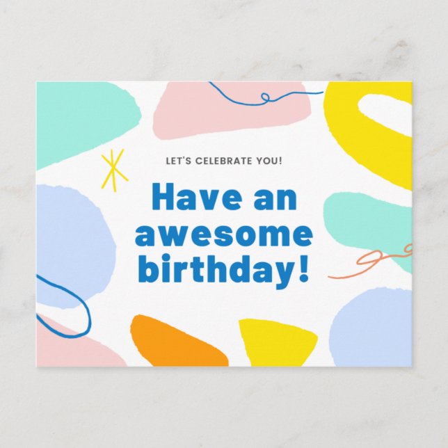 Postal Pastel de formas coloridas (Anverso)