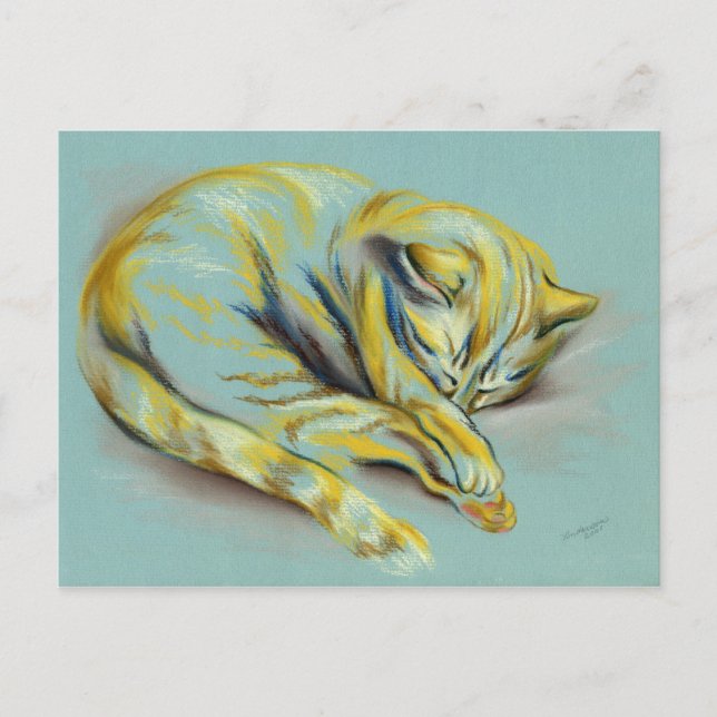 Postal Pastel de gato - Sleeping Tabby Kitten (Anverso)