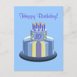 Postal Pastel de la Edad de Cumpleaños (Azul)
