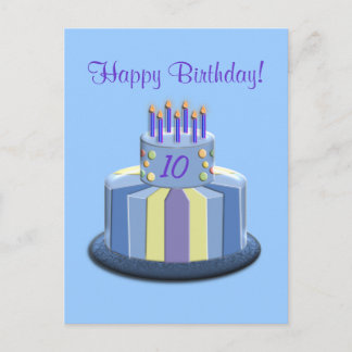 Postal Pastel de la Edad de Cumpleaños (Azul)