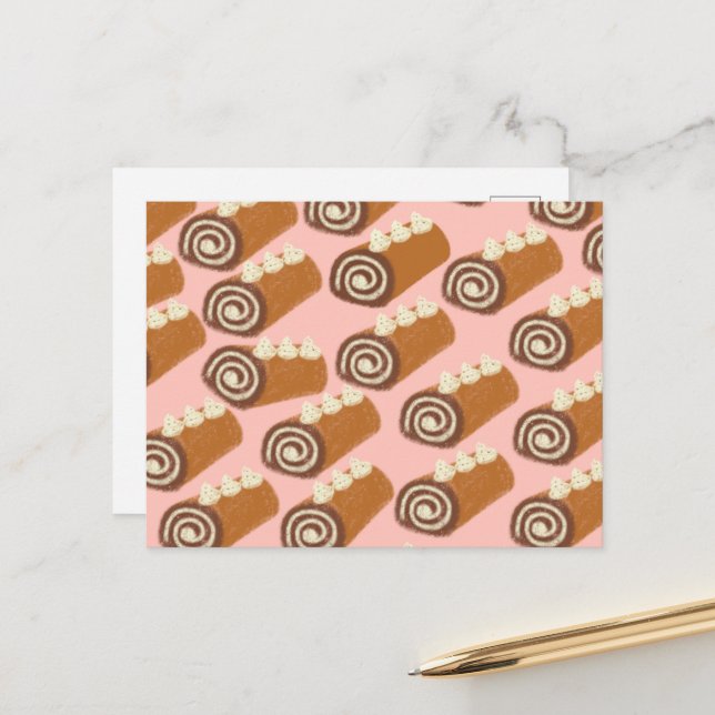 Postal Pastel de Rollo de Chocolate (Anverso/Reverso In Situ)