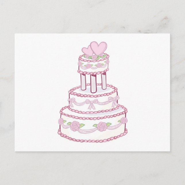 Postal Pastel de Rosa y Boda del corazón (Anverso)